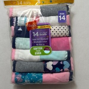 Hanes Girls' 14-Pack Tagless Briefs – Pink, Navy, Gray, White, Aqua
